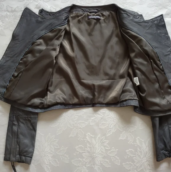 Boden limited edition leather biker Moto cropped asymmetric jacket